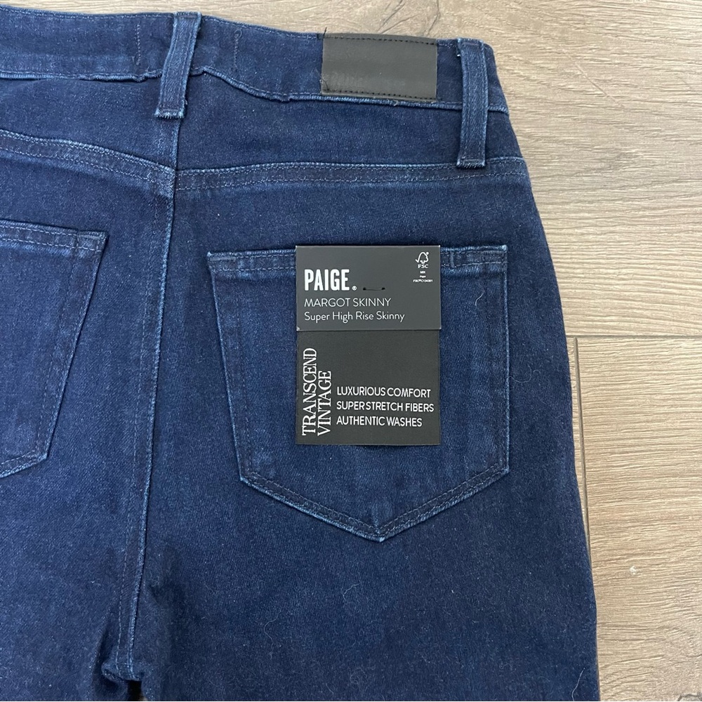 Paige Dark Blue Margot Skinny Jeans 24 - Picture 7 of 8